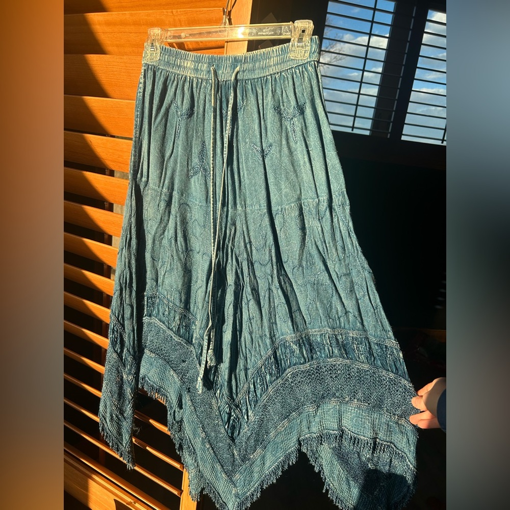 Flowy Denim Colored Maxi Skirt